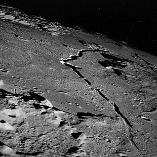 black and white concrete surface, Apollo, Moon, monochrome HD wallpaper