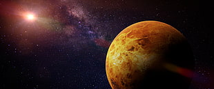 orange planet painting, Planet, Stars, Galaxy HD wallpaper