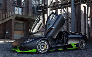 matte black and green Lamborghini Gallardo illustration