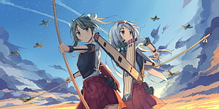 two female anime characters digital wallpaper, Kantai Collection, Shoukaku (KanColle), Zuikaku (KanColle) HD wallpaper