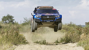 blue Volkswagen vehicle, Dakar race, Volkswagen, vehicle, rally cars HD wallpaper