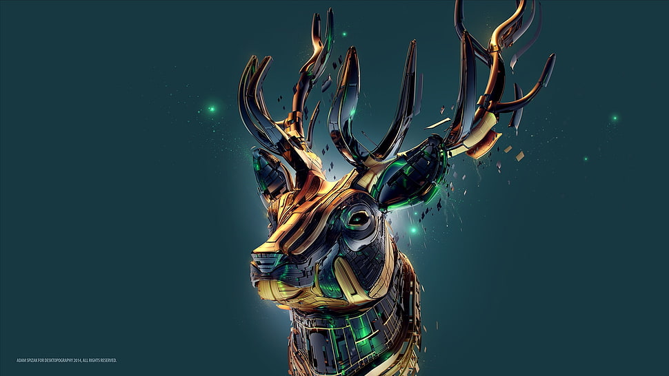 brown and multicolored deer head illustration HD wallpaper