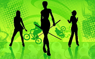 three silhouette of women digital wallpaper HD wallpaper