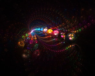 multi-colored linked beads illustration HD wallpaper