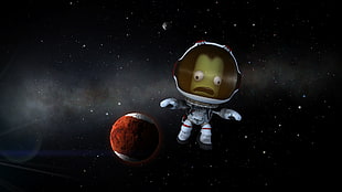 black astronaut on galaxy illustration, Kerbal Space Program, video games