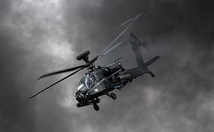 black helicopter, Boeing Apache AH-64D, military, war, aircraft