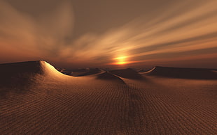 sand burst, Desert, Sunset, 5K