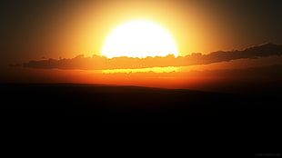 sunset illustration, sunset, landscape, vue, CGI